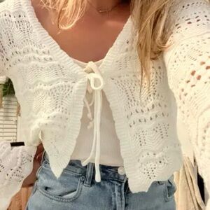 Elegant White Lace Cardigan